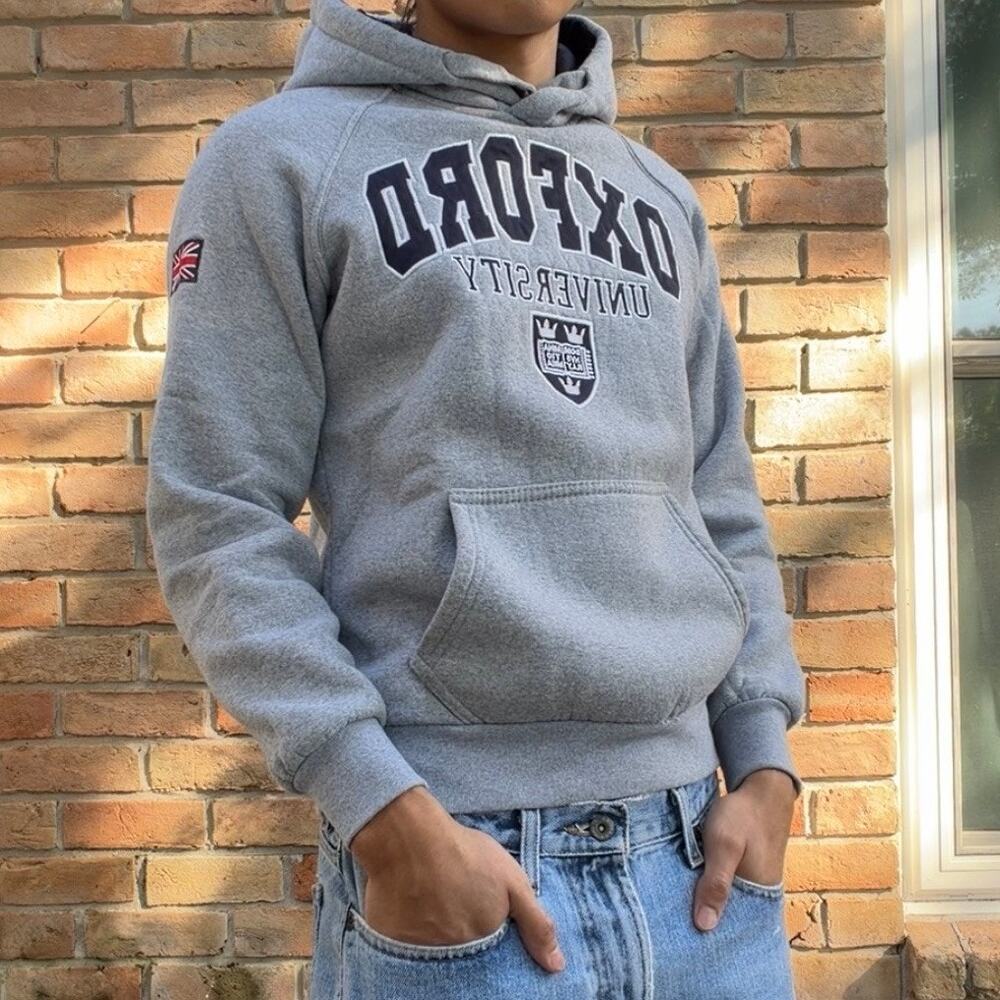 Official Oxford University Grey Hoodie - Vintage Collegiate Style Size S
